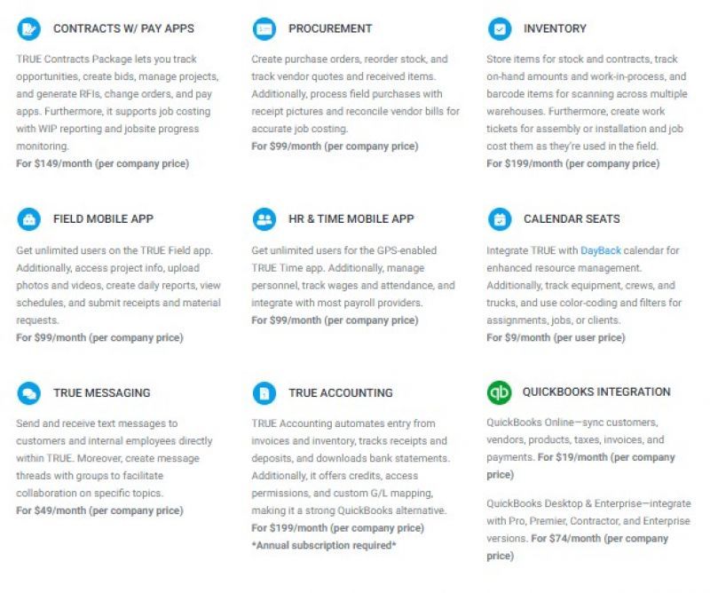 ConstructTrue Pricing Screenshot