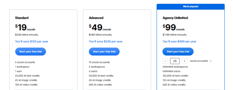 ContentStudio Pricing Screenshot