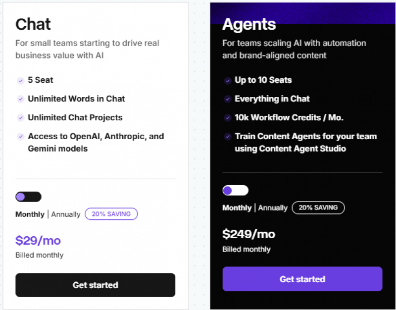Copy.ai Pricing Screenshot