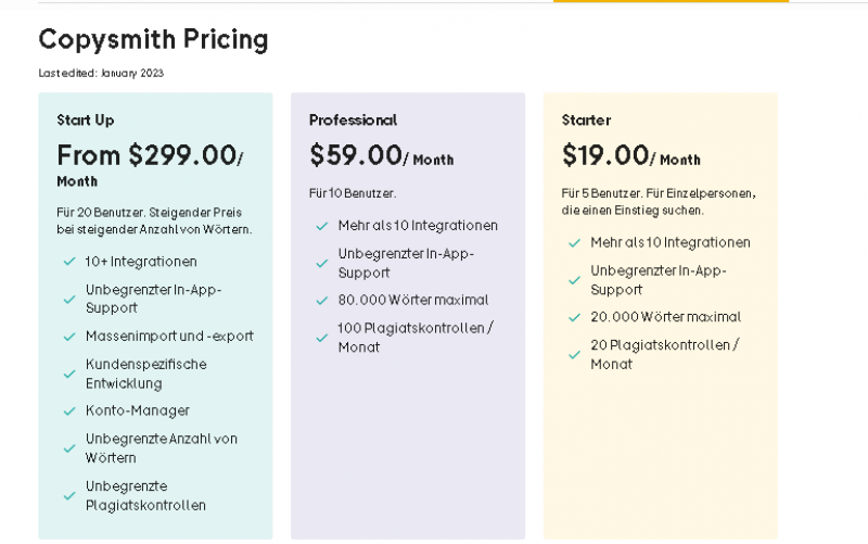 Copysmith Pricing Screenshot