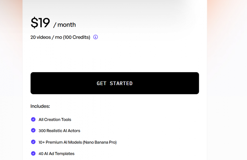 Creatify AI Pricing Screenshot