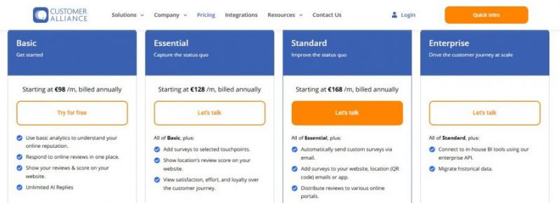 Customer Alliance Pricing Screenshot