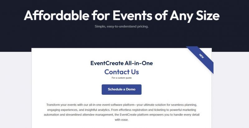 EventCreate Pricing Screenshot