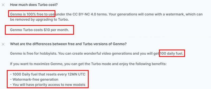 Genmo Pricing Screenshot
