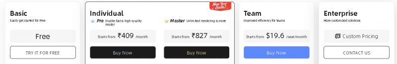 Homestyler AI Pricing Screenshot