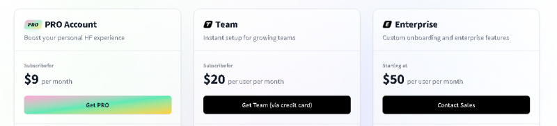 HuggingFace Pricing Screenshot