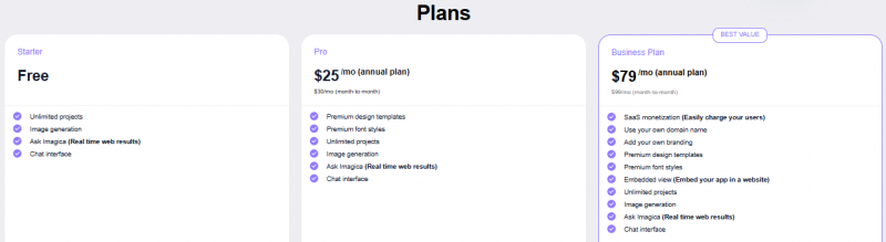 Imagica AI Pricing Screenshot
