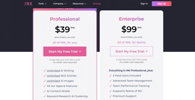 INK (INKforall) Pricing Screenshot