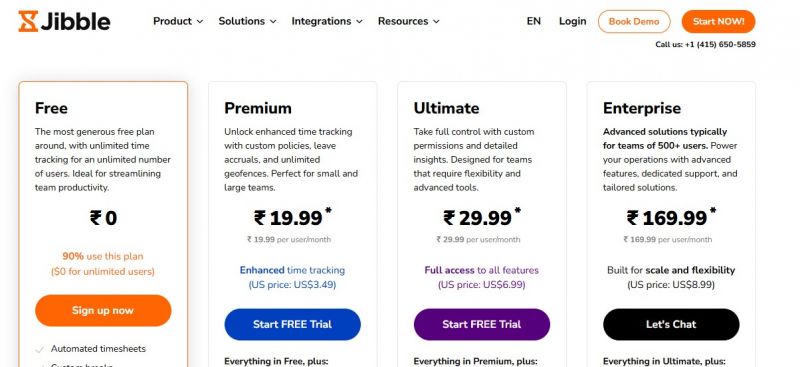 Jibble Pricing Screenshot