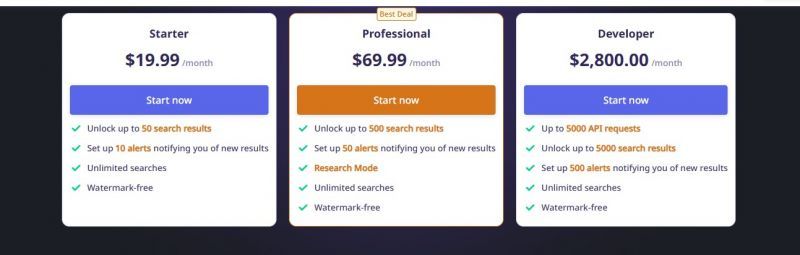 Lenso.ai Pricing Screenshot