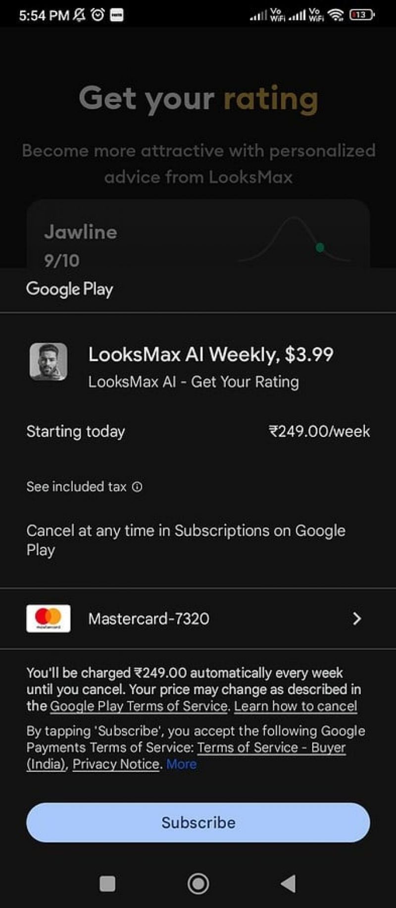 Looksmax Ai Pricing Screenshot