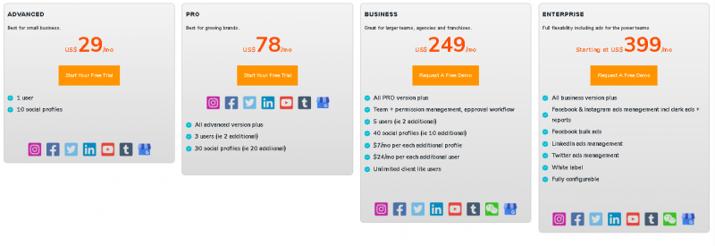 MavSocial Pricing Screenshot