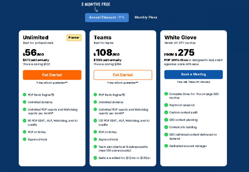 PageOptimizer Pro Pricing Screenshot