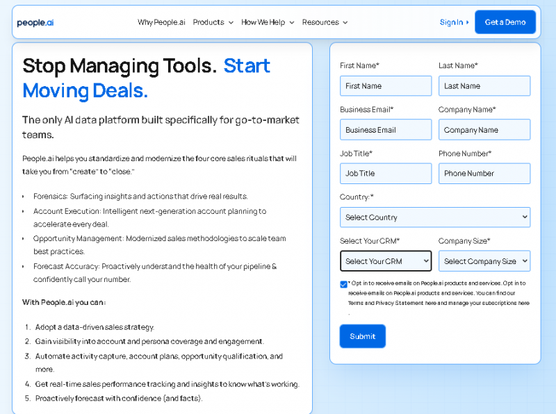 People.ai Pricing Screenshot