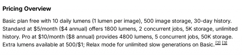 PicLumen Pricing Screenshot