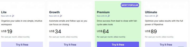 Pipedrive Pricing Screenshot