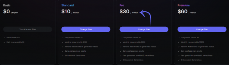 PixVerse Ai Pricing Screenshot