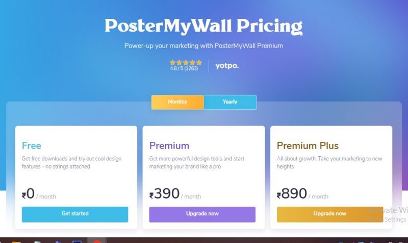 PosterMyWall ai Pricing Screenshot