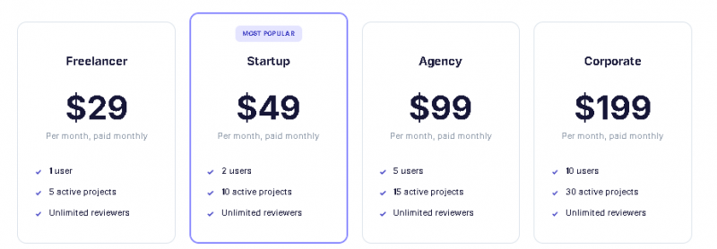 Proto.io Pricing Screenshot
