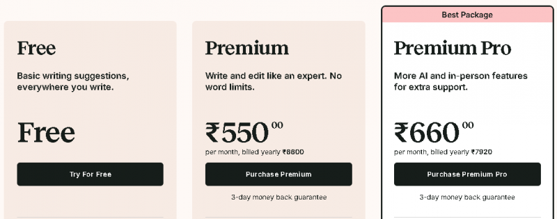 ProWritingAid Pricing Screenshot
