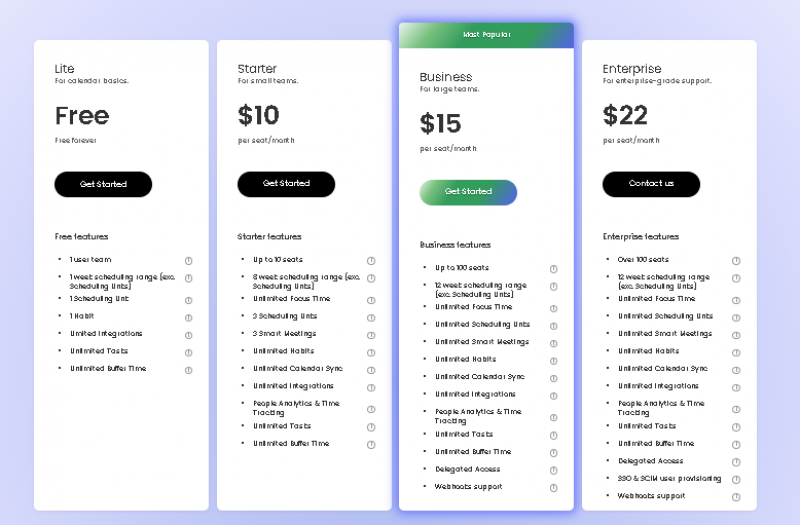 Reclaim AI Pricing Screenshot