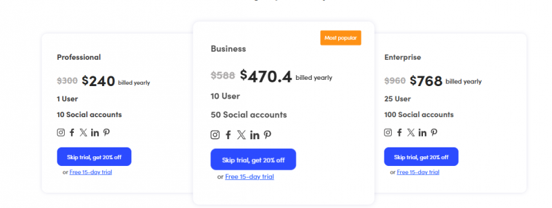 RecurPost Pricing Screenshot