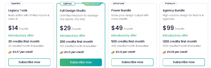 Reimagine Home Pricing Screenshot