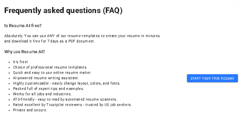 ResumeAI Pricing Screenshot