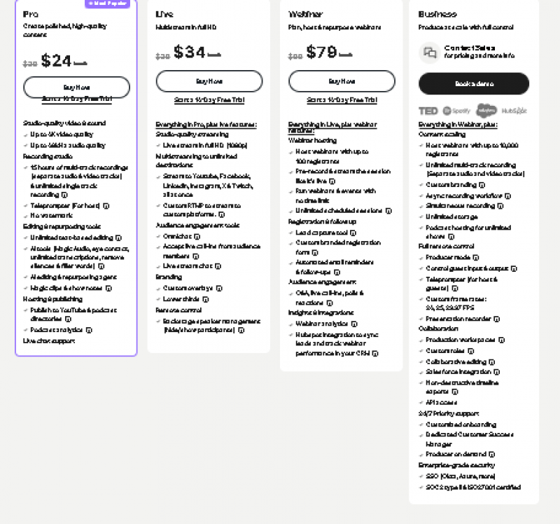 Riverside.fm Pricing Screenshot