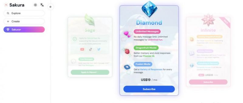 Sakura.fm Pricing Screenshot