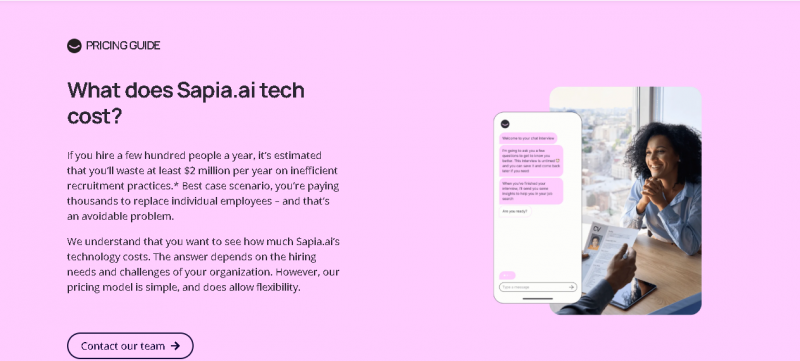 Sapia AI Pricing Screenshot