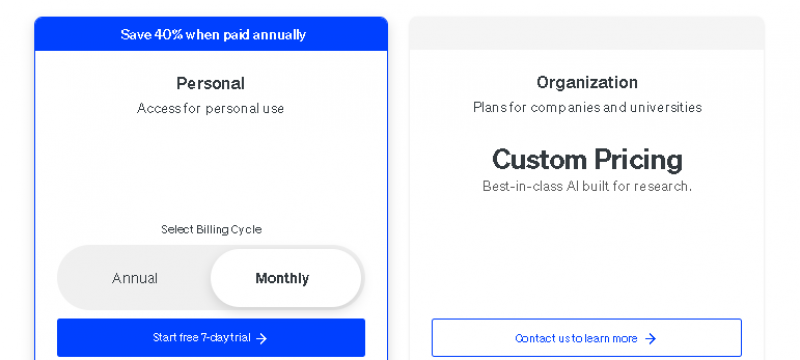 Scite AI Pricing Screenshot