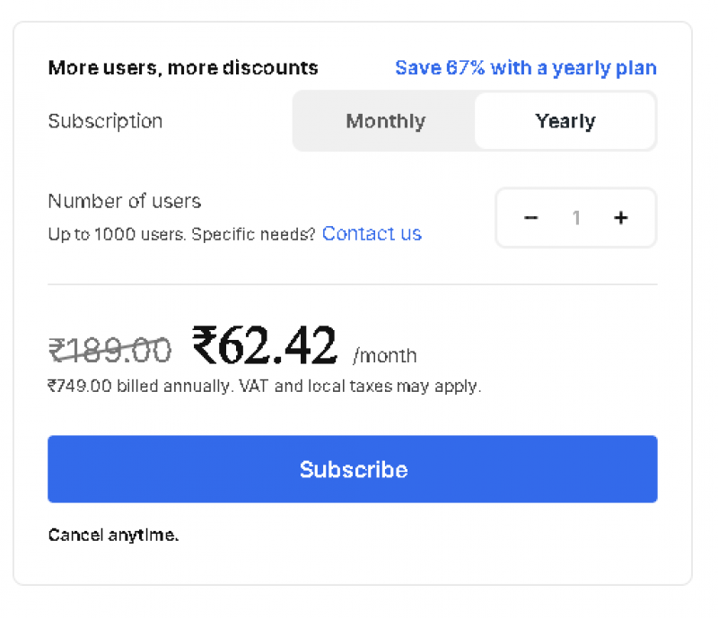 Slidesgo AI Pricing Screenshot