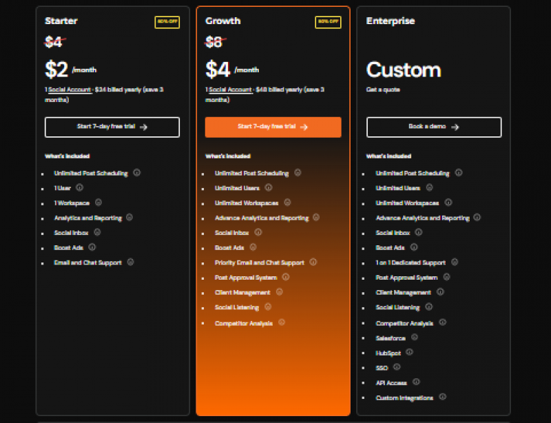 Social Champ Pricing Screenshot