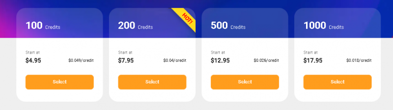 VanceAI Pricing Screenshot