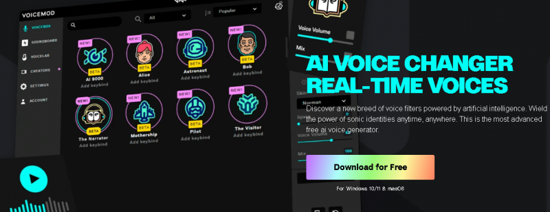 Voicemod AI Pricing Screenshot
