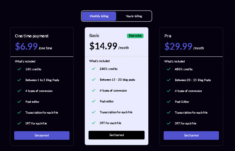 VoicePen Pricing Screenshot