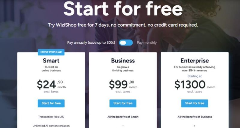 Wizishop Pricing Screenshot