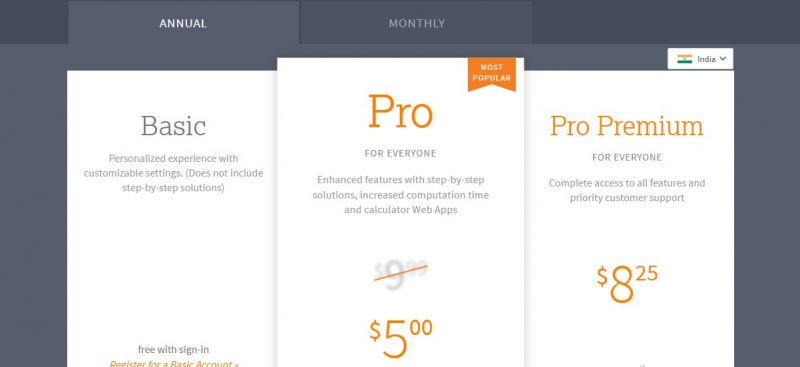 WolframAlpha Pricing Screenshot