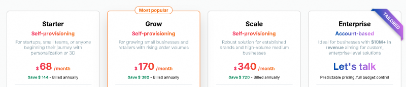 Zakeke Pricing Screenshot