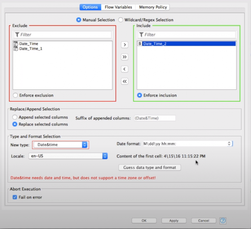 KNIME String To Date&Time Node