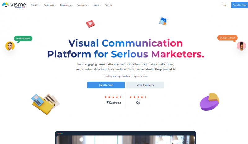 Visme Home Page